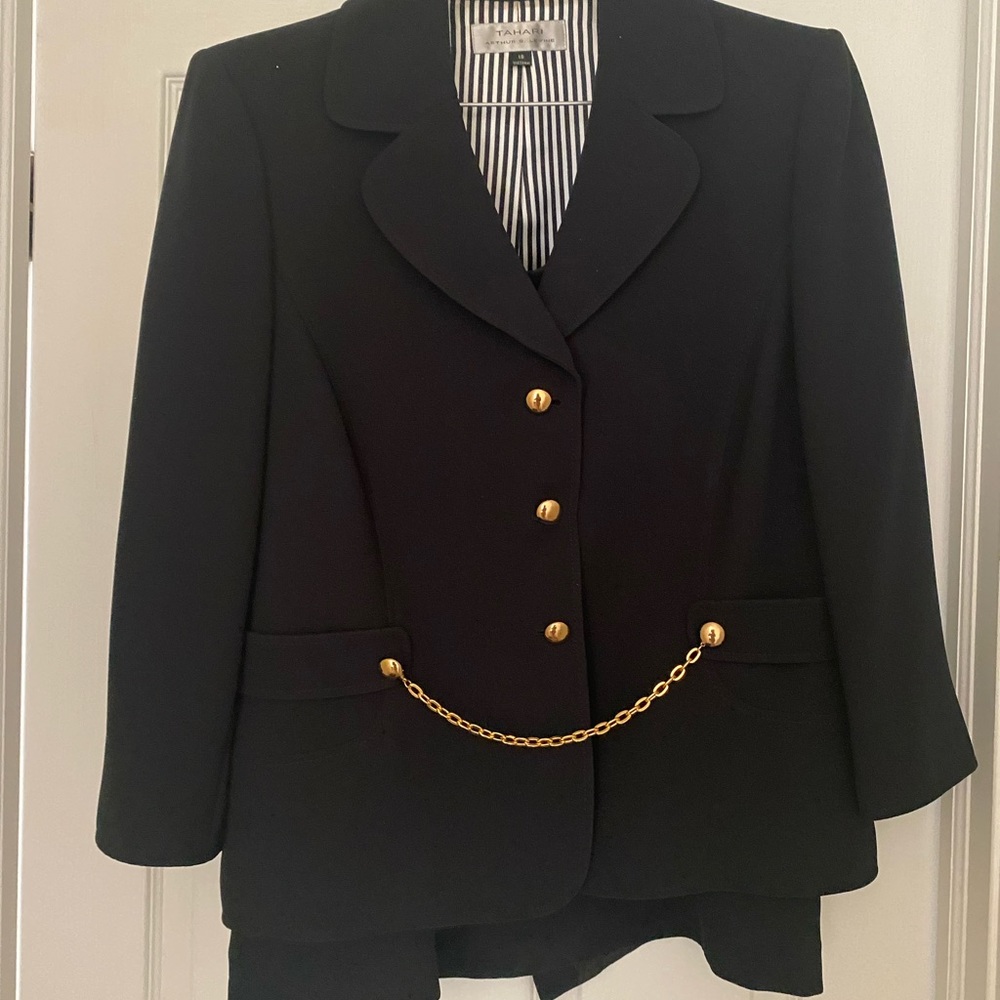 Navy Blue Tahari Skirt Suit